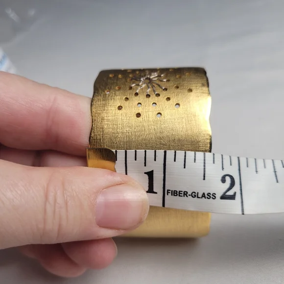 Judith Haas New York Signed Gold Wide Cuff Bracelet Sunburst - Picture 11 of 12